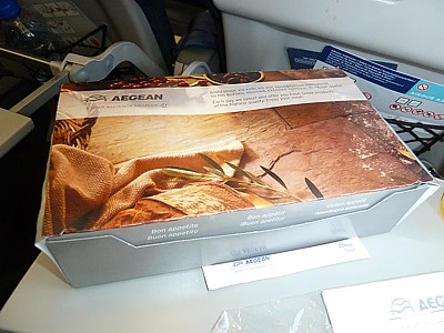 Aegean Airlines inflight meals LCA-ATH Aug 2012