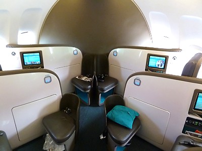 Air New Zealand Premier Business Class Cabin on a Boeing 747 Jun 2011