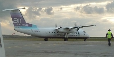 Air Southwest Dash 8 at Newquay Jan 2011