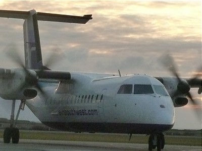 Air Southwest Dash 8 at Newquay Jan 2011