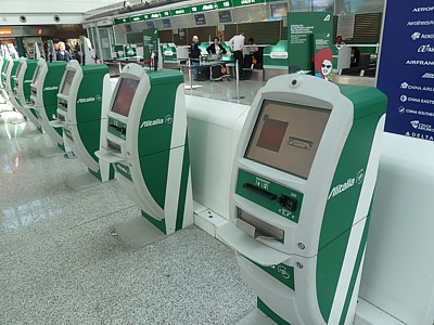 Alitalia automated checkin machines at Rome