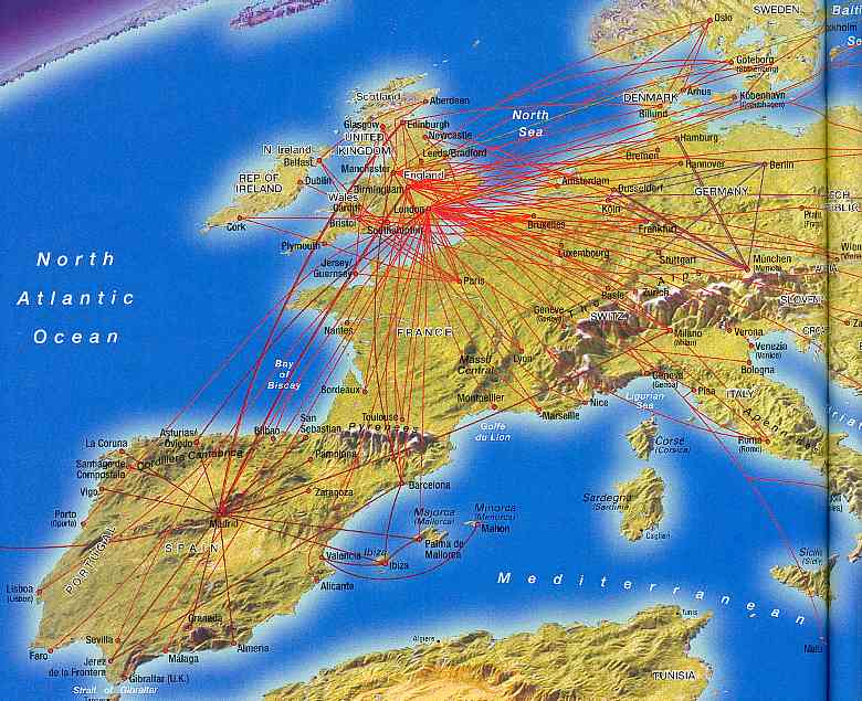 British Airways routes in 2001