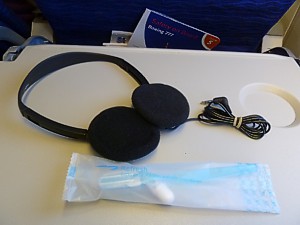 British Airways economy amenity kit with toothbrush & headphones Nov 2011