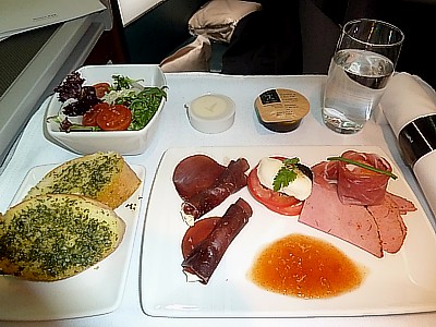 Cathay Pacific Inflight Meal Business Class SYD HKG Sept 2015