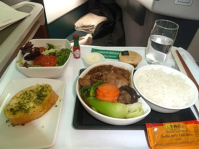 Cathay Pacific Inflight Meal Business Class SYD HKG Sept 2015