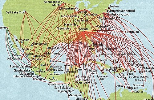 Delta Route Map Latin America Jan 2012