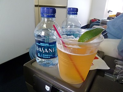 Delta preflight drinks in First Class June 2011