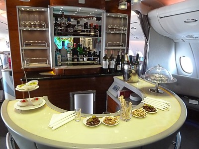 Emirates A380 inflight bar Dec 2011