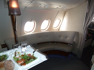 Emirates A380 inflight bar Dec 2011