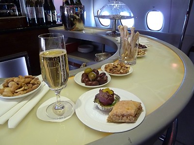 Emirates A380 inflight bar Dec 2011