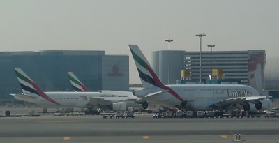 Emirates A380 at Dubai Nov 2011