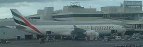 Emirates Airbus A340-500 at Auckland Jan 2004