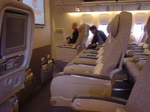 Emirates 340 economy class seat Jan 2004