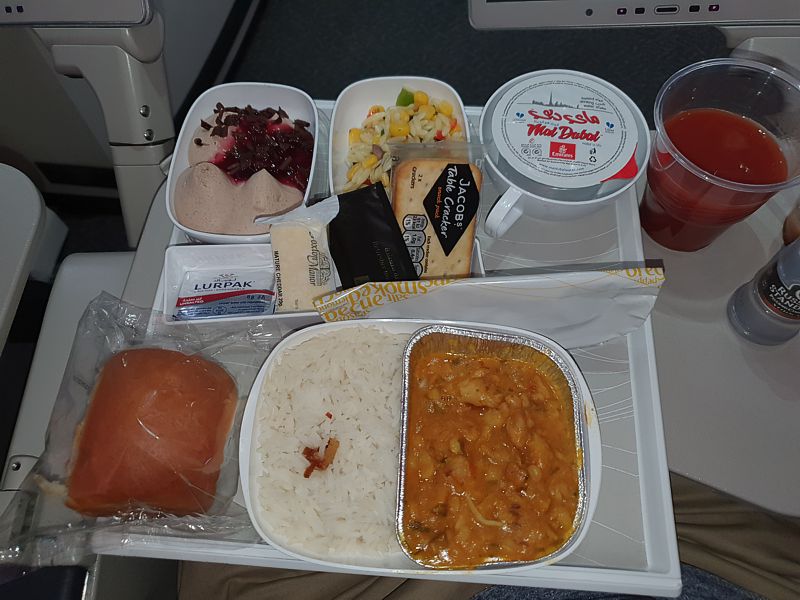 Emirates Airline inflight meal Economy Class DXB-LHR July 2019
