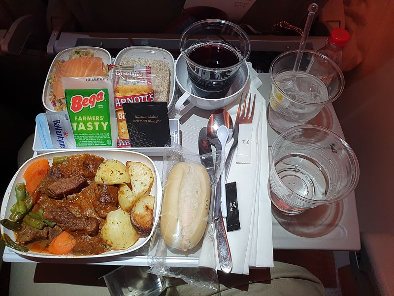 Emirates Airline inflight meal Economy Class SYD-DXB July 2019