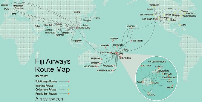 Fiji Airways Route Map