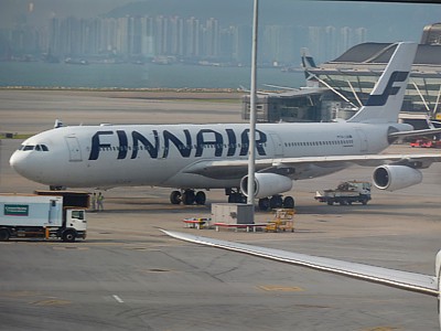 Finnair A340 at Hong Kong July 2014