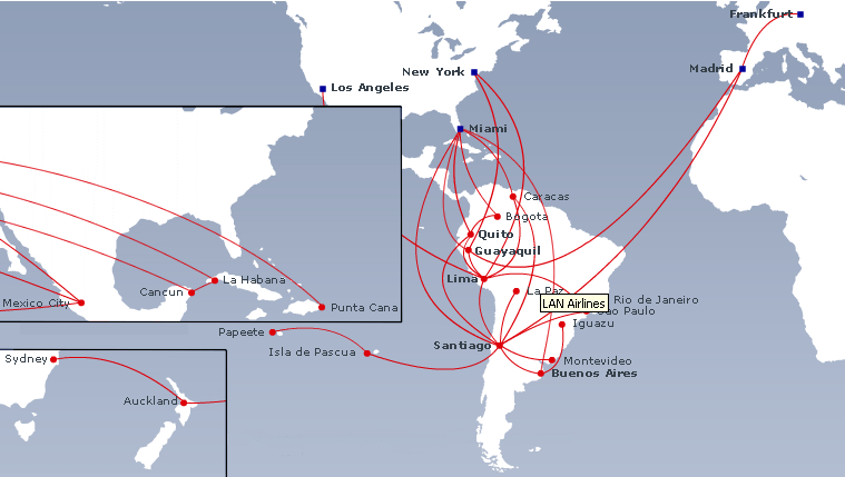 Lan Airlines Chile Routemap Jan 2010