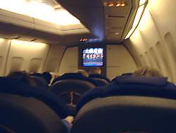 Lufthansa overhead screen in a 747-400 Sept 2003