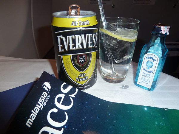 Malaysia Airlines Business Class inflight drinks KUL to Sydney July 2014