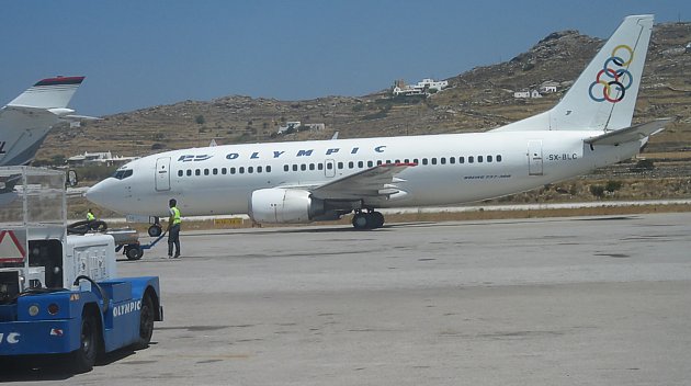 Olympic 737 at Mykanos August 2008