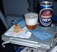 Toohey's new 747-400 bulkhead seat May 2003