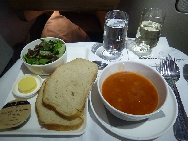 Qantas Inflight Meal Business Class SYD PER Jul 2015
