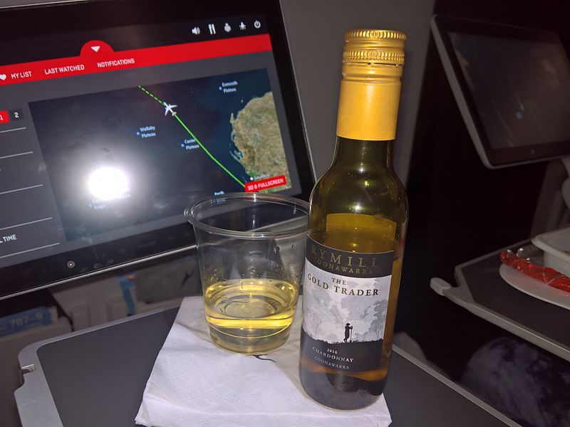 Qantas inflight wine Perth to London LHR Sept 18