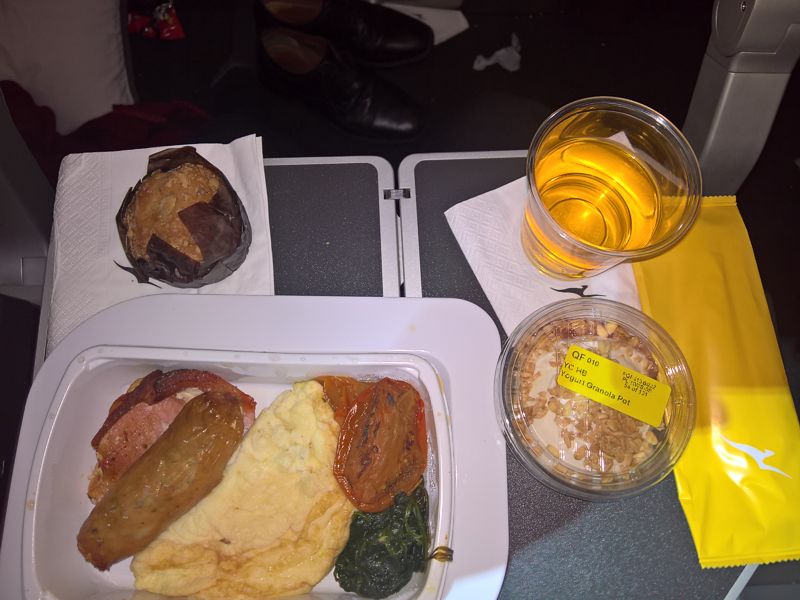 Qantas inflight meal Perth to London LHR June 18