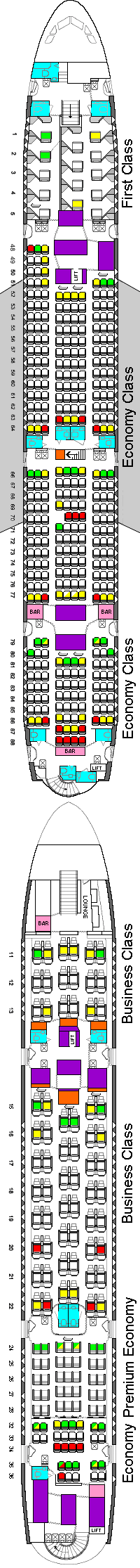 Qantas Airways A380 seat map