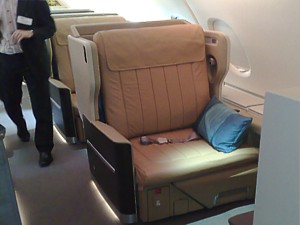 Singapore Airlines A380 Business Class seat 14A