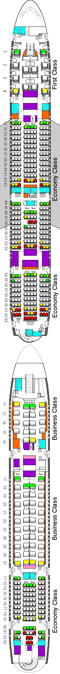 Singapore Airlines A380 seating plan