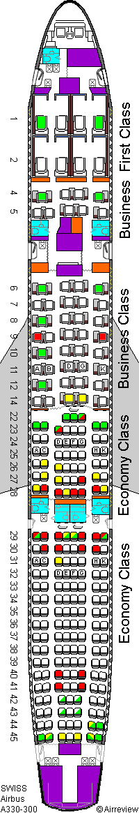 Swiss Air A330 seat plan