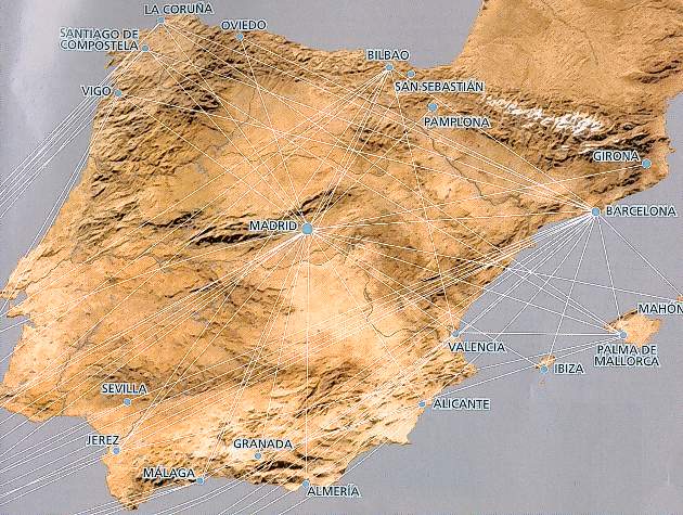 Spanair Route Map Aug 2006