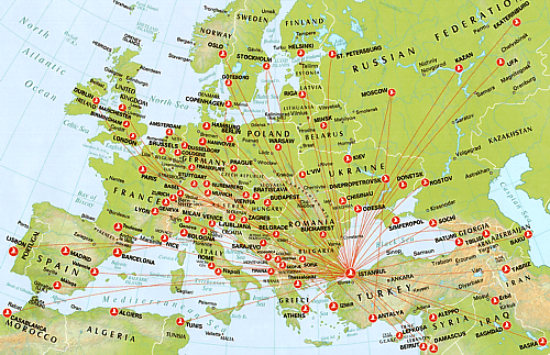 turkish airlines route map europe Turkish Airlines Frequent Routes Schedules Routemap Airreview turkish airlines route map europe