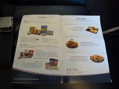 US Airways Inflight Menu November 2011