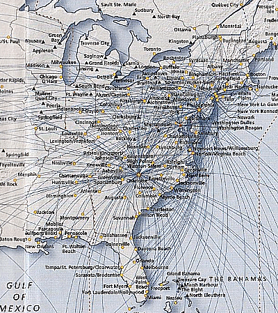 US Airways Route Map from Charlotte 2011