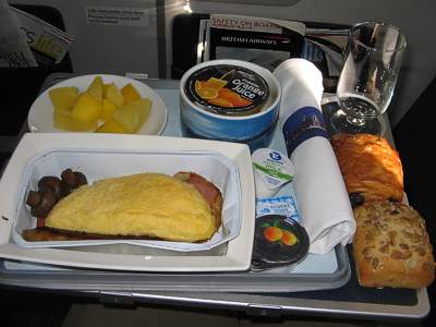 BA DUS to LHR breakfast July 2005