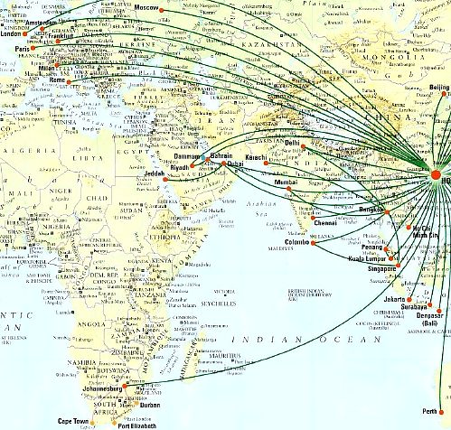 Cathay Pacific Route Map Asia & Europe Jan 2011